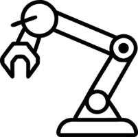 Glossy robot arm with wrench against plain white background vector