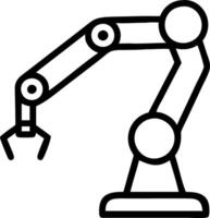 Glossy robot arm with mechanical gripper against dark background vector