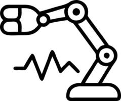 Glossy robot arm with heart monitor against dark surface vector