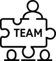 Glossy background with team members placing final puzzle piece copy space on bottom vector