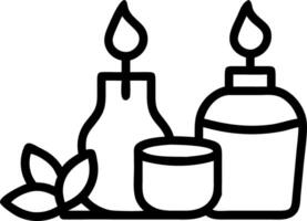 Glossy background with aromatic candles and essential oil bottles copy space below vector
