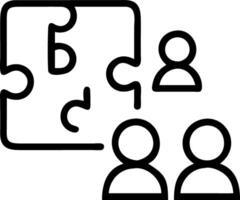 Glossy background with team members interacting with digital puzzle interface copy space on bottom vector