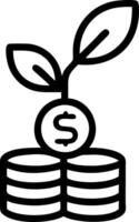 Glossy green background with plant sprouting from coin stack vector