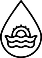 Glossy green background with water droplet icon representing water conservation vector