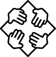 Glossy background of a group forming a circle with hands in center copy space below vector