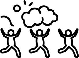 Glossy background of group silhouettes jumping with colorful smoke bombs copy space on side vector