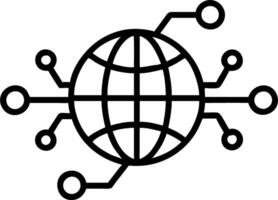 Globe with manufacturing icons and digital connections and copy space vector