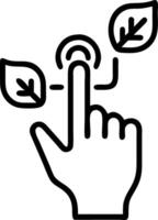 Futuristic close up of a hand using a touch screen with green energy icons leaving space for text vector