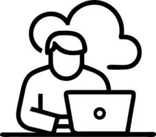 Freelancer Working on Cloud Projects in Coffee Shop vector