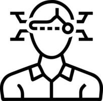 Futuristic portrait of a business leader using AI driven holographic displays for innovation with copy space vector