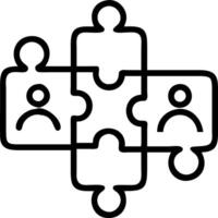 Futuristic portrait of team members solving a puzzle with digital overlays symbolizing forward thinking collaboration copy space on bottom vector