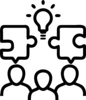 Futuristic portrait of team members solving a puzzle with digital overlays symbolizing forward thinking collaboration copy space on bottom Set 6 vector