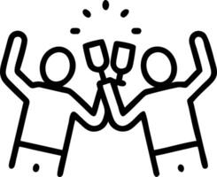 Friends celebrating promotion with champagne and confetti copy space on side vector