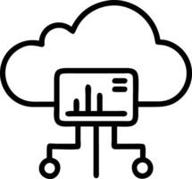 Futuristic cloud computing interface with data visualization and copy space vector
