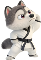 Puppy in uniform striking a graceful, dynamic motion. . png