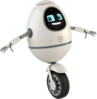Cute futuristic robot with advanced features and playful character. . png