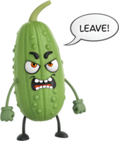 Cartoon Bitter Melon Drawing with Angry Unique Features. . png