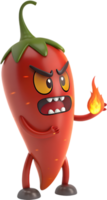 Red Chili Cartoon with an Angry Face Design. . png