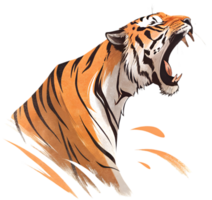 Tiger Artwork in Motion with a Bold Painting Style. . png