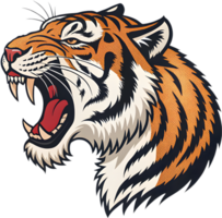 Bold Tiger Pose in a Unique Brushstroke Painting Style. . png