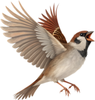 Cartoon Sparrow Bird with Exaggerated Happy Emotions and Expression. . png