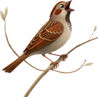 Animated Sparrow Bird Displaying Over-Expressive and Charming Features. . png