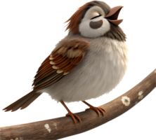 Charming Cartoon Sparrow With Over-the-Top Emotions and Expression. . png