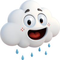 Cumulus Cloud Character with Exaggerated Emotional Reaction and Expression. . png