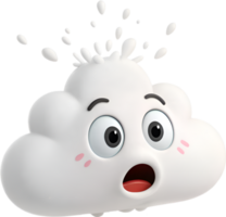 Humorous Cloud Character with Exaggerated Emotions and Fun Faces. . png
