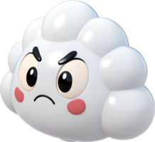 Cute Cumulus Cloud Character with Exaggerated Emotions and Expressions. . png