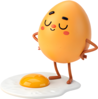 Charming Cartoon Egg Character Design with Playful Expression. . png