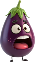 Quirky cartoon eggplant with fun-filled, exaggerated expressions. . png