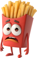 Funny French fries cartoon with joyful, playful design. . png