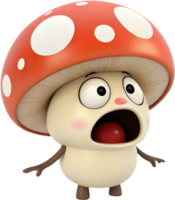 Quirky mushroom character with expressive fun emotions design. . png