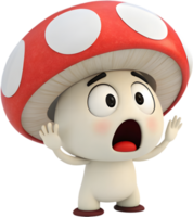 Fun animated mushroom with joyful, expressive emotional expression. . png