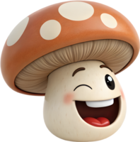 Cheerful mushroom character with expressive design and emotions. . png