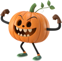 gracioso dibujos animados calabaza con exagerado facial expresiones para Víspera de Todos los Santos Arte. . png