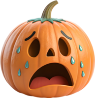 divertido Víspera de Todos los Santos calabaza con excesivo facial expresiones, juguetón diseño. . png