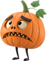 gracioso dibujos animados calabaza con exagerado expresiones para escalofriante diseños . png
