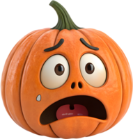 expresivo dibujos animados calabaza con exagerado rostro, linda Víspera de Todos los Santos diseño. . png