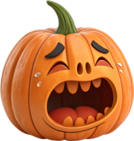 calabaza personaje con exagerado emociones, linda Víspera de Todos los Santos clipart Arte. . png