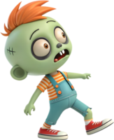 Creepy cartoon baby zombie with playful exaggerated expressions and emotions. . png