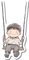 Happy Child Swinging On Playground Swing Set png