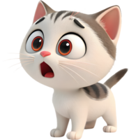 Adorable kitten character with over-expressive emotions for design use. . png