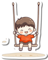 Happy Boy Enjoying a Swing at the Playground png