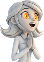 Expressive animated girl with a joyful, playful design, . png