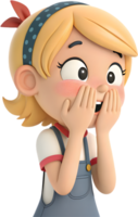 Adorable girl with over-expressive emotions and animated charm, . png