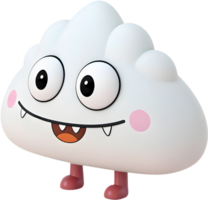 Funny expression monster with a silly grin and joyful mood. . png