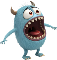 Playful monster showing humorous emotion and funny faces. . png