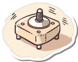A Beige Square Mechanical Device with a Central Screw png